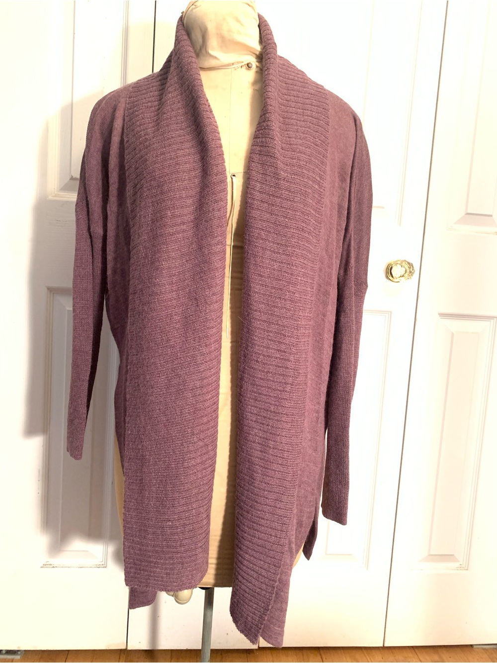 Baby Alpaca knit 🧶 Cozy Open-Front shawl collar Lavender Cardigan Sweater